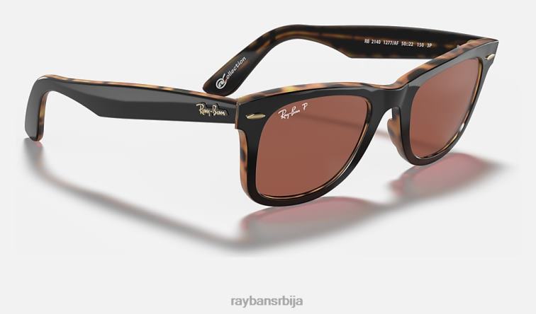 Ray-Ban оригинална колекција ваифарер P0HP566 наочаре за сунце углачана сива на хавана/љубичаста мушкарци