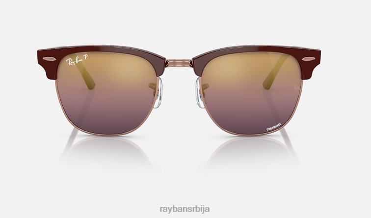 Ray-Ban цлубмастер цхроманце P0HP568 наочаре за сунце полирани бордо на ружичасто злато/злато/црвено мушкарци
