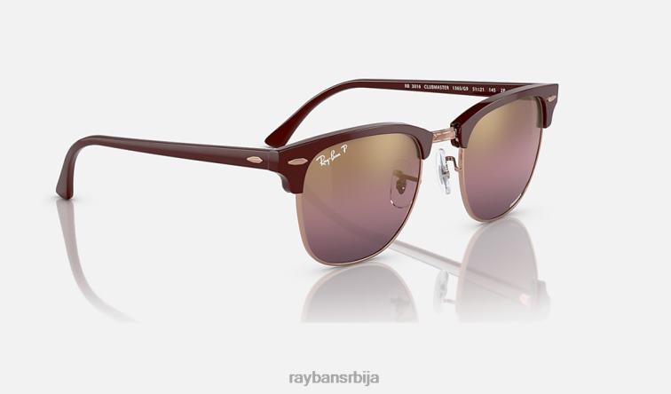 Ray-Ban цлубмастер цхроманце P0HP568 наочаре за сунце полирани бордо на ружичасто злато/злато/црвено мушкарци