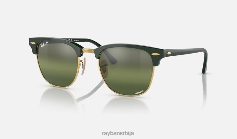 Ray-Ban цлубмастер цхроманце P0HP569 наочаре за сунце полирано зелено на злату/сребру/зелено мушкарци