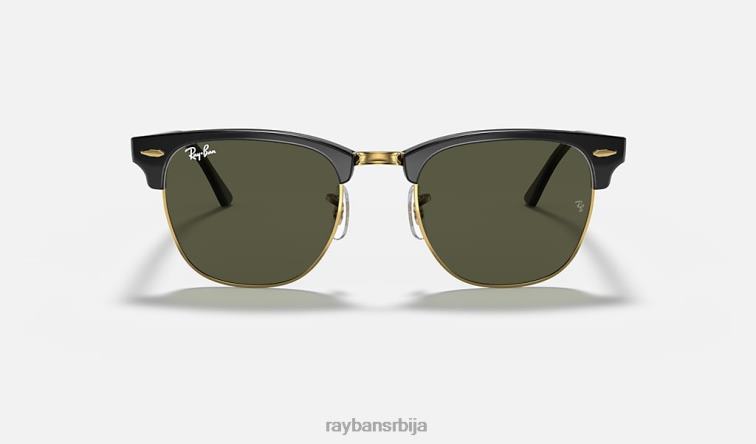 Ray-Ban цлубмастер цлассиц P0HP56 наочаре за сунце полирано црно на златно/зелено мушкарци