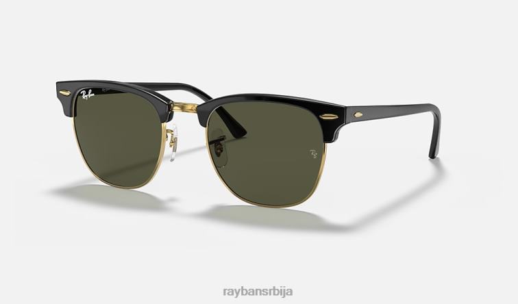 Ray-Ban цлубмастер цлассиц P0HP57 наочаре за сунце полирано црно на златно/зелено мушкарци