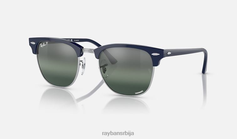 Ray-Ban цлубмастер цхроманце P0HP570 наочаре за сунце полирано плаво на сребро/сребро/плаво мушкарци