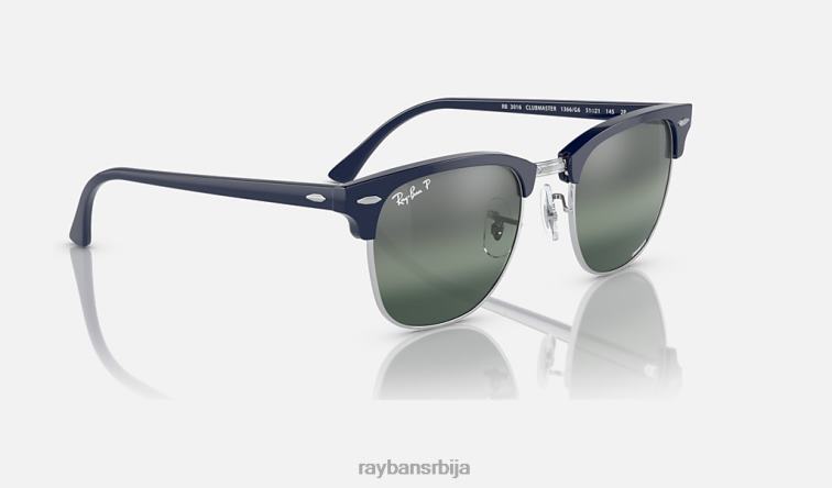 Ray-Ban цлубмастер цхроманце P0HP570 наочаре за сунце полирано плаво на сребро/сребро/плаво мушкарци
