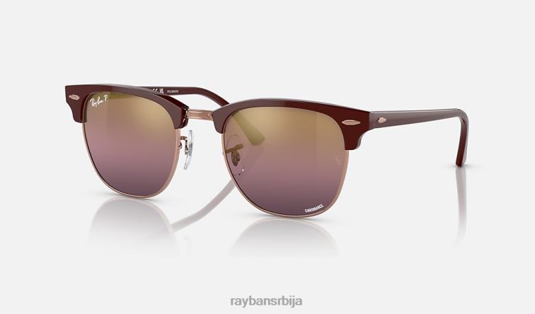 Ray-Ban цлубмастер цхроманце P0HP573 наочаре за сунце полирани бордо на ружичасто злато/злато/црвено мушкарци