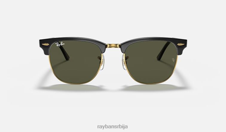 Ray-Ban цлубмастер цлассиц P0HP57 наочаре за сунце полирано црно на златно/зелено мушкарци