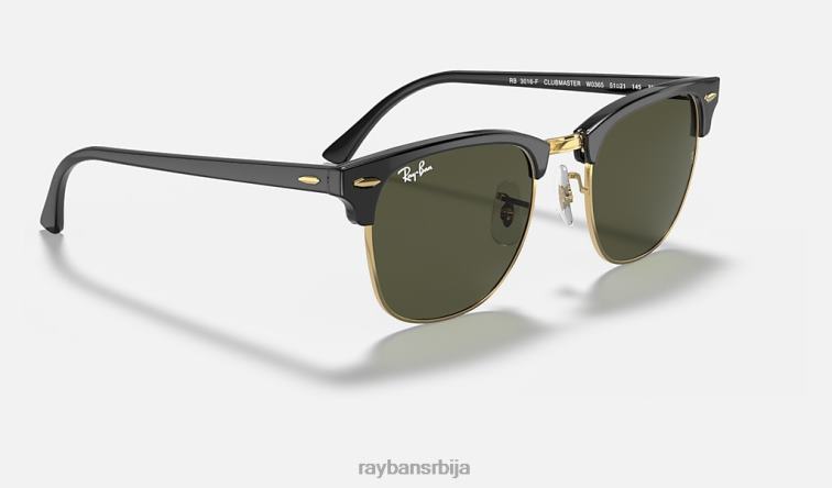 Ray-Ban цлубмастер цлассиц P0HP57 наочаре за сунце полирано црно на златно/зелено мушкарци