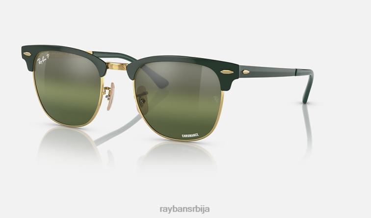 Ray-Ban цлубмастер метал цхроманце P0HP583 наочаре за сунце полирано зелено на златно/тамно зелено мушкарци