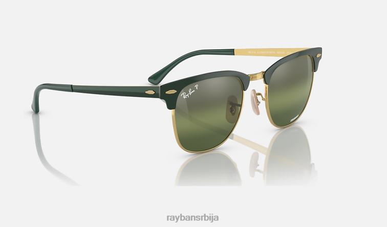 Ray-Ban цлубмастер метал цхроманце P0HP583 наочаре за сунце полирано зелено на златно/тамно зелено мушкарци