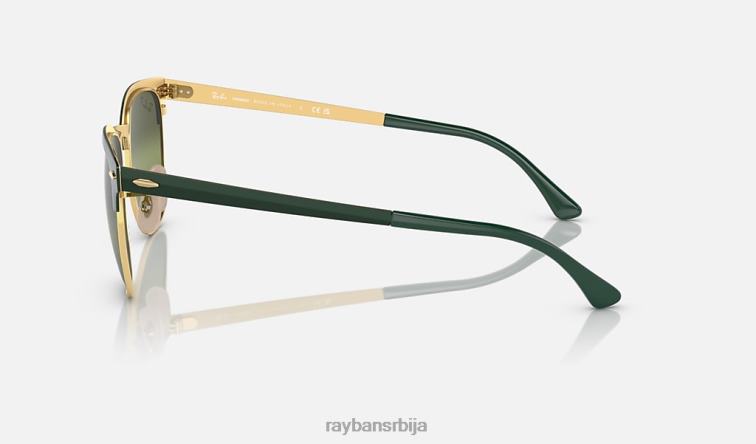 Ray-Ban цлубмастер метал цхроманце P0HP583 наочаре за сунце полирано зелено на златно/тамно зелено мушкарци