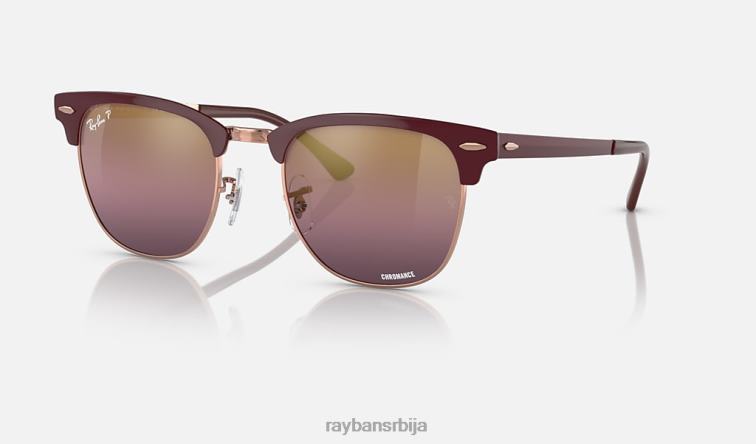 Ray-Ban цлубмастер метал цхроманце P0HP584 наочаре за сунце полирани бордо на ружичасто злато/злато/црвено мушкарци