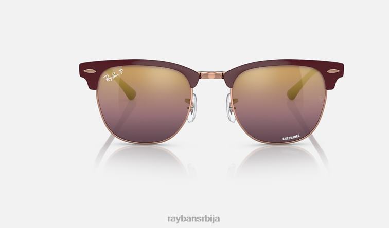 Ray-Ban цлубмастер метал цхроманце P0HP584 наочаре за сунце полирани бордо на ружичасто злато/злато/црвено мушкарци