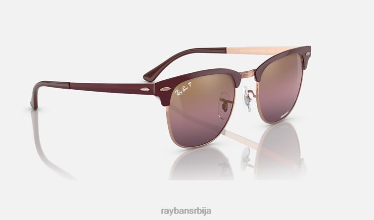 Ray-Ban цлубмастер метал цхроманце P0HP584 наочаре за сунце полирани бордо на ружичасто злато/злато/црвено мушкарци