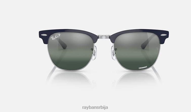 Ray-Ban цлубмастер метал цхроманце P0HP585 наочаре за сунце полирано сребро на плавој/сребрној/плавој мушкарци