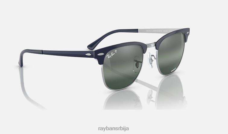 Ray-Ban цлубмастер метал цхроманце P0HP585 наочаре за сунце полирано сребро на плавој/сребрној/плавој мушкарци