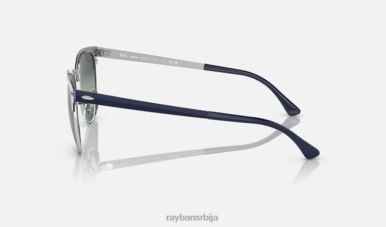 Ray-Ban цлубмастер метал цхроманце P0HP585 наочаре за сунце полирано сребро на плавој/сребрној/плавој мушкарци