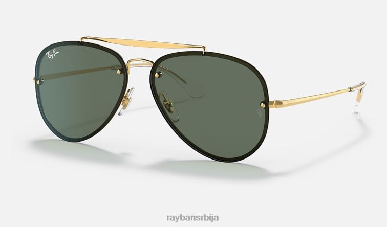 Ray-Ban блазе авиатор P0HP590 наочаре за сунце полирано златно/зелено мушкарци