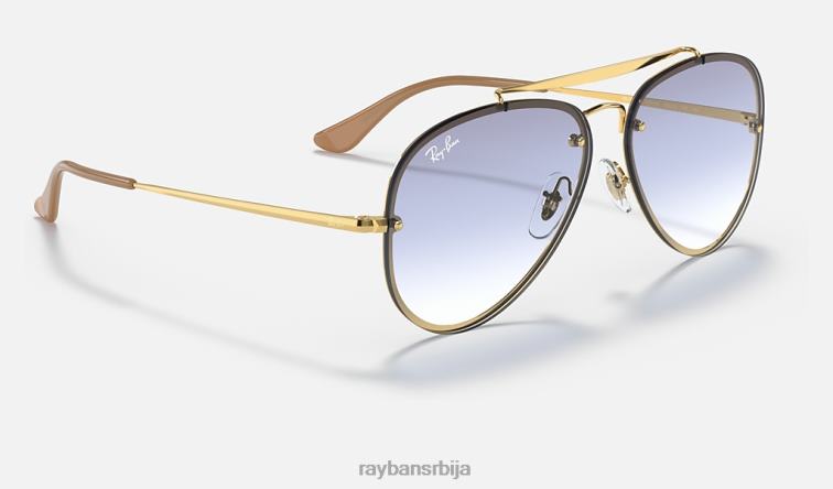 Ray-Ban блазе авиатор P0HP593 наочаре за сунце полирано злато/светло плаво мушкарци