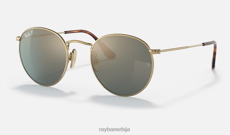 Ray-Ban округли титанијум P0HP597 наочаре за сунце полирано злато/плаво/злато мушкарци