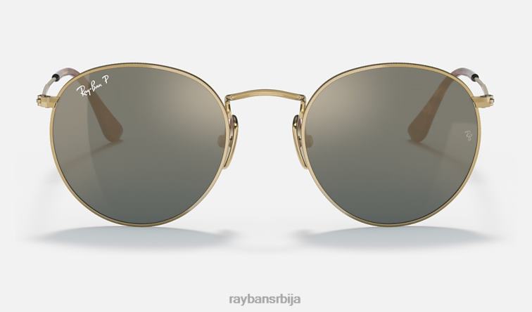 Ray-Ban округли титанијум P0HP597 наочаре за сунце полирано злато/плаво/злато мушкарци