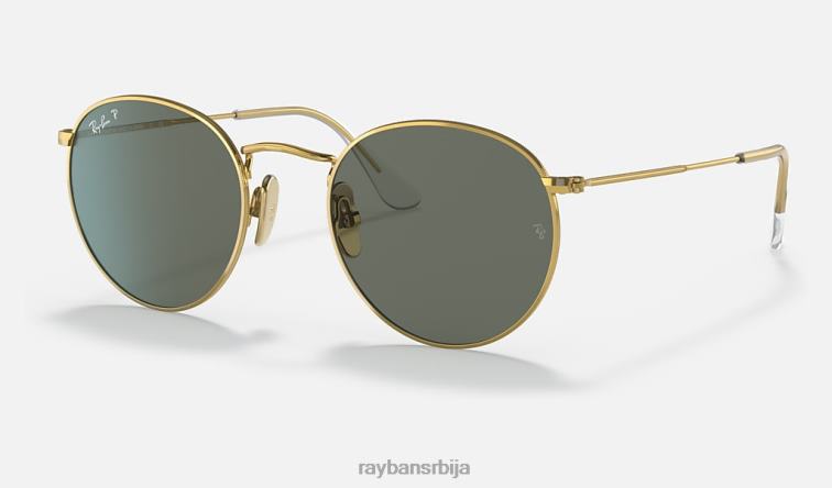 Ray-Ban округли титанијум P0HP599 наочаре за сунце полирано златно/зелено мушкарци