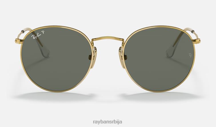 Ray-Ban округли титанијум P0HP599 наочаре за сунце полирано златно/зелено мушкарци