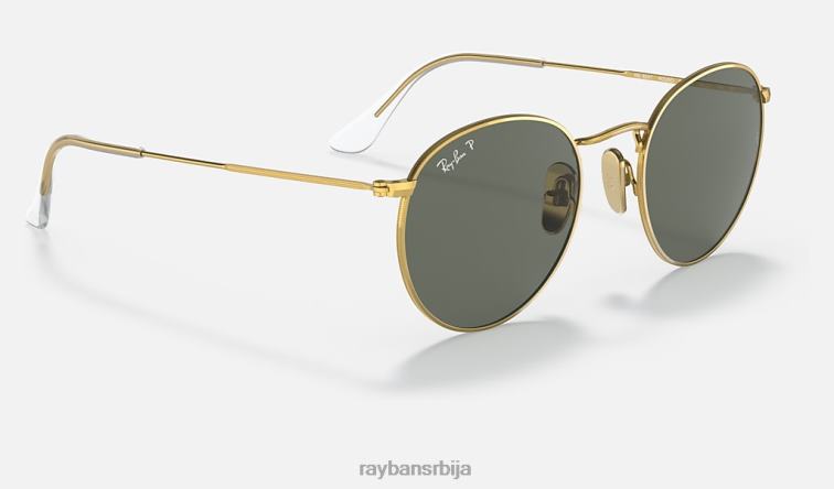 Ray-Ban округли титанијум P0HP599 наочаре за сунце полирано златно/зелено мушкарци
