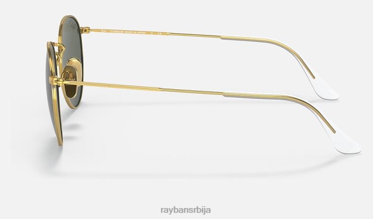 Ray-Ban округли титанијум P0HP599 наочаре за сунце полирано златно/зелено мушкарци