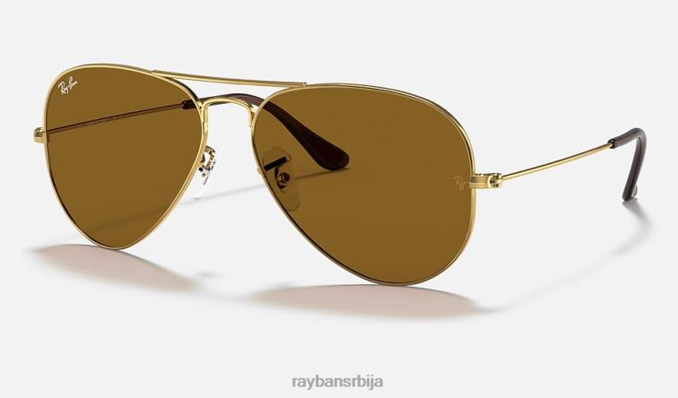 Ray-Ban авиатор цлассиц P0HP6 наочаре за сунце полирано злато/браон мушкарци