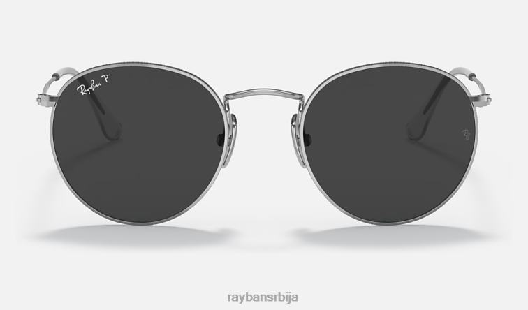 Ray-Ban округли титанијум P0HP601 наочаре за сунце полирано сребрно/црно мушкарци