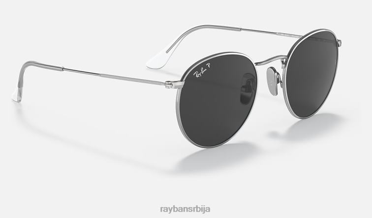 Ray-Ban округли титанијум P0HP601 наочаре за сунце полирано сребрно/црно мушкарци