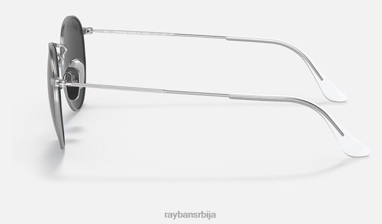 Ray-Ban округли титанијум P0HP601 наочаре за сунце полирано сребрно/црно мушкарци
