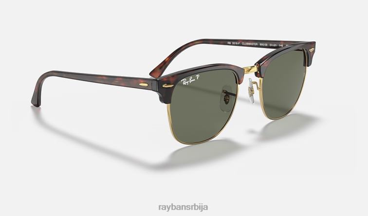 Ray-Ban цлубмастер цлассиц P0HP60 наочаре за сунце полирана црвена хавана/зелена мушкарци