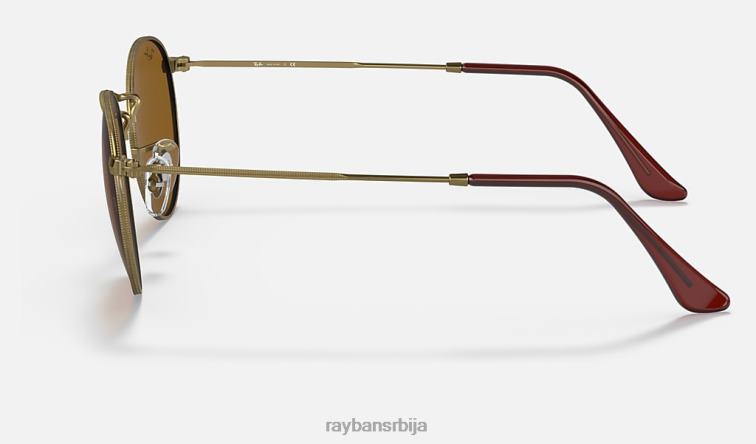 Ray-Ban округли метал старински P0HP611 наочаре за сунце мат антикно злато/браон мушкарци