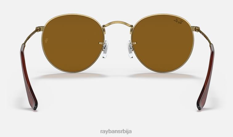 Ray-Ban округли метал старински P0HP611 наочаре за сунце мат антикно злато/браон мушкарци