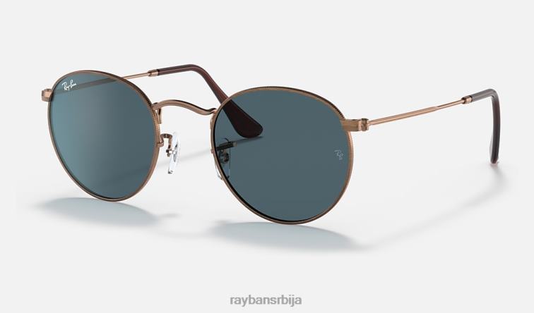 Ray-Ban округли метал старински P0HP613 наочаре за сунце мат бронза бакар/плава мушкарци