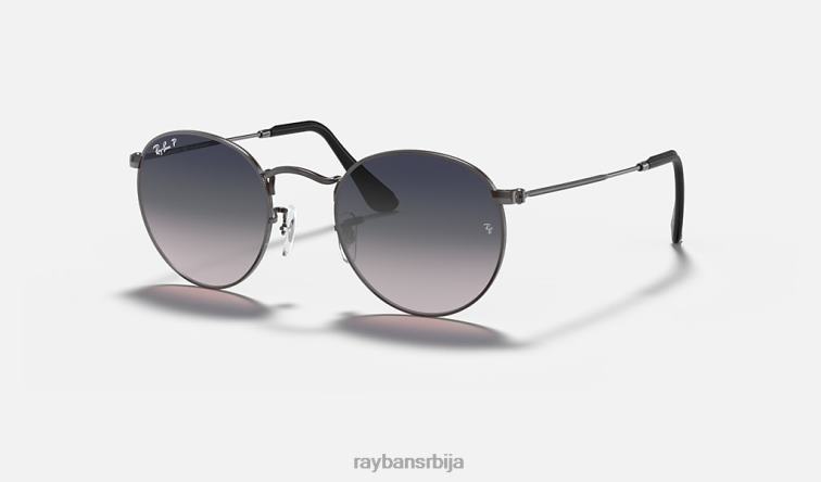 Ray-Ban округла колекција метала P0HP614 наочаре за сунце углачан гунметал/плаво/сиво мушкарци