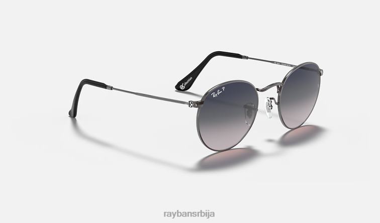Ray-Ban округла колекција метала P0HP614 наочаре за сунце углачан гунметал/плаво/сиво мушкарци