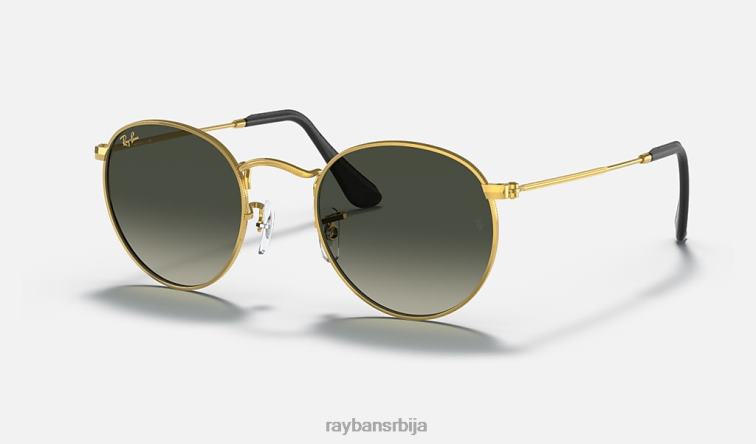 Ray-Ban округла колекција метала P0HP615 наочаре за сунце полирано златно/сиво мушкарци