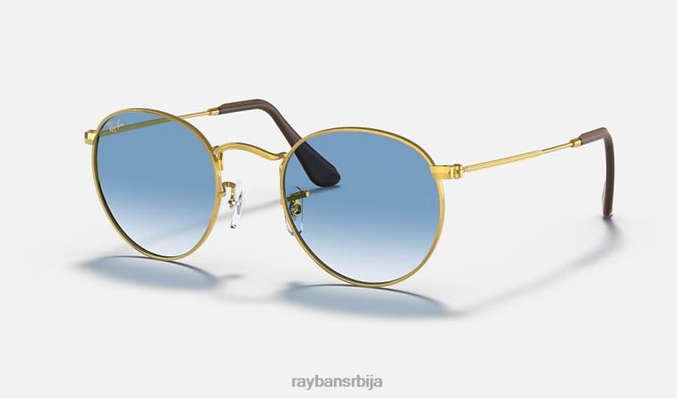 Ray-Ban округла колекција метала P0HP616 наочаре за сунце полирано злато/светло плаво мушкарци