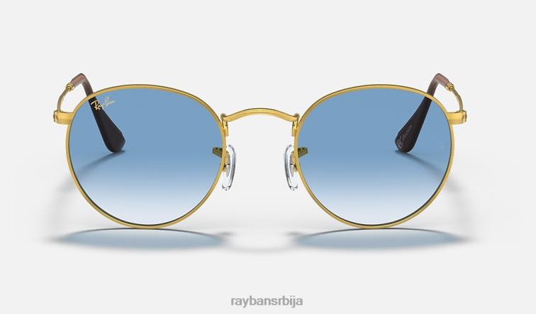 Ray-Ban округла колекција метала P0HP616 наочаре за сунце полирано злато/светло плаво мушкарци