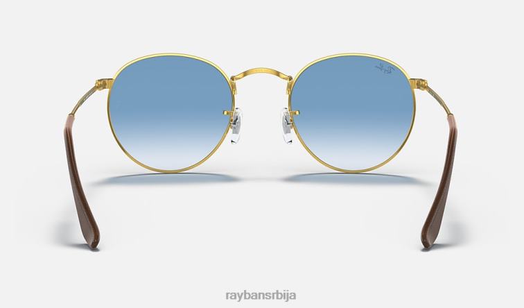 Ray-Ban округла колекција метала P0HP616 наочаре за сунце полирано злато/светло плаво мушкарци