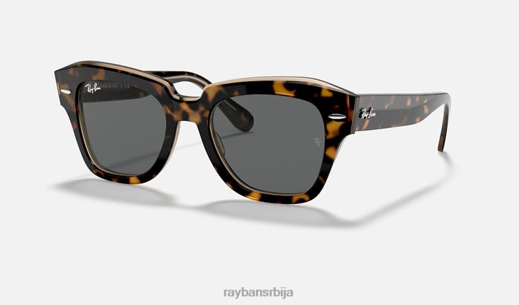 Ray-Ban државна улица P0HP618 наочаре за сунце углачана хавана на провидној браон/тамно сивој мушкарци