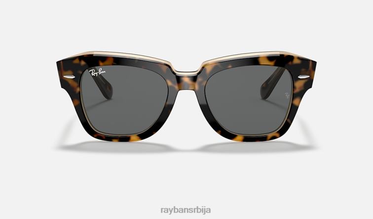 Ray-Ban државна улица P0HP618 наочаре за сунце углачана хавана на провидној браон/тамно сивој мушкарци