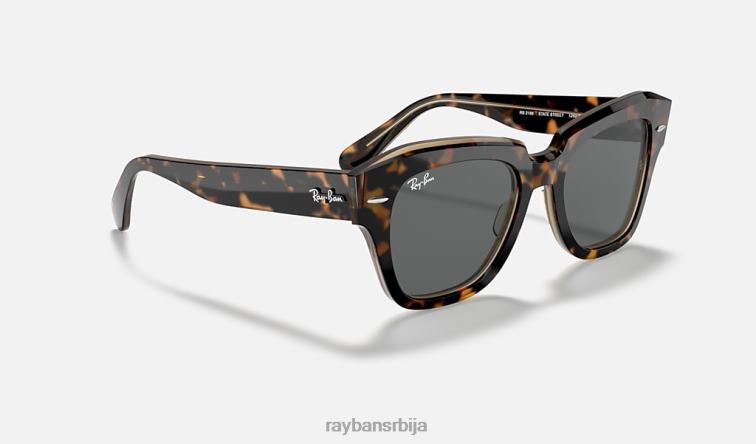 Ray-Ban државна улица P0HP618 наочаре за сунце углачана хавана на провидној браон/тамно сивој мушкарци