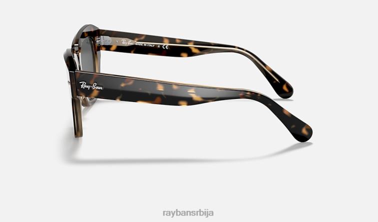 Ray-Ban државна улица P0HP618 наочаре за сунце углачана хавана на провидној браон/тамно сивој мушкарци