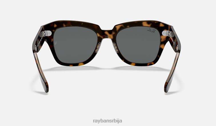 Ray-Ban државна улица P0HP618 наочаре за сунце углачана хавана на провидној браон/тамно сивој мушкарци