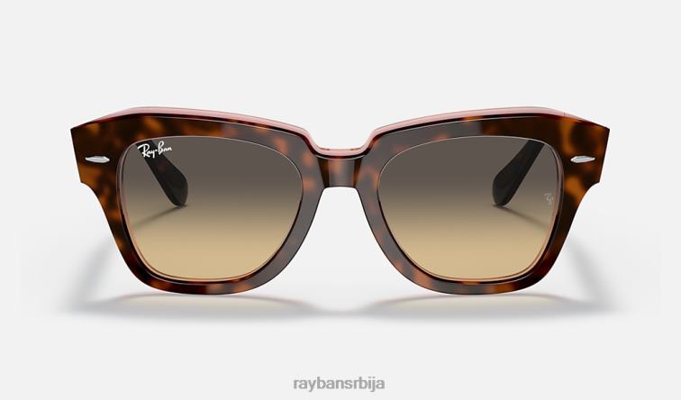 Ray-Ban државна улица P0HP619 наочаре за сунце углачана хавана на провидној розе/браон/плавој мушкарци