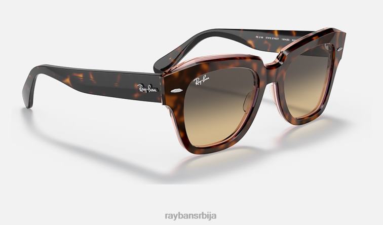 Ray-Ban државна улица P0HP619 наочаре за сунце углачана хавана на провидној розе/браон/плавој мушкарци