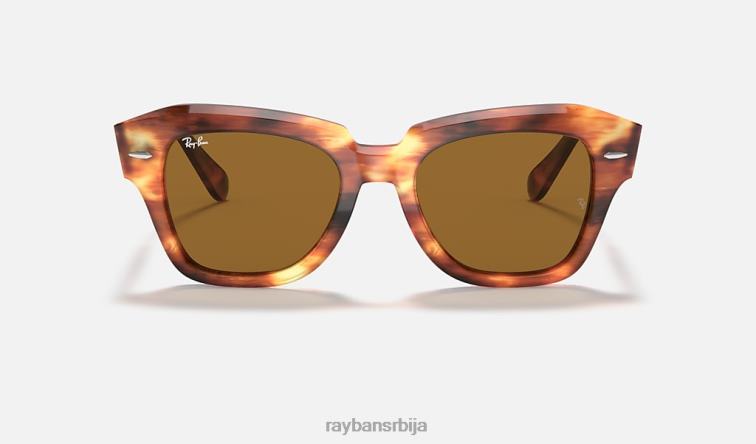 Ray-Ban државна улица P0HP622 наочаре за сунце углачана пругаста хавана/браон мушкарци